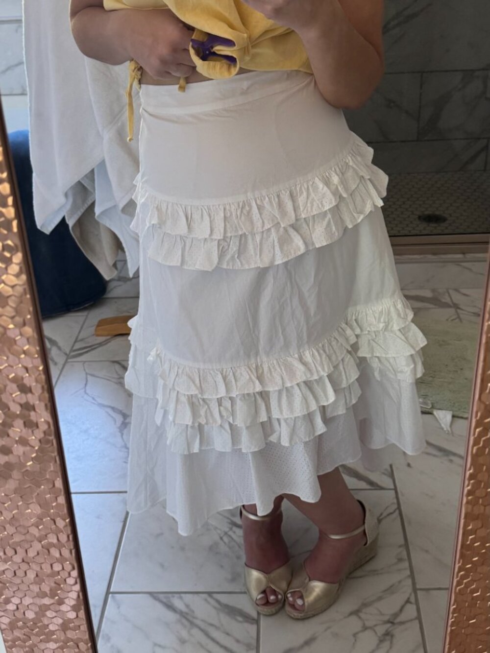 rose & Poetry Fannie High-Low Hi Asymmetrical tiered Ruffled Skirt Small S - Picture 7 of 16
